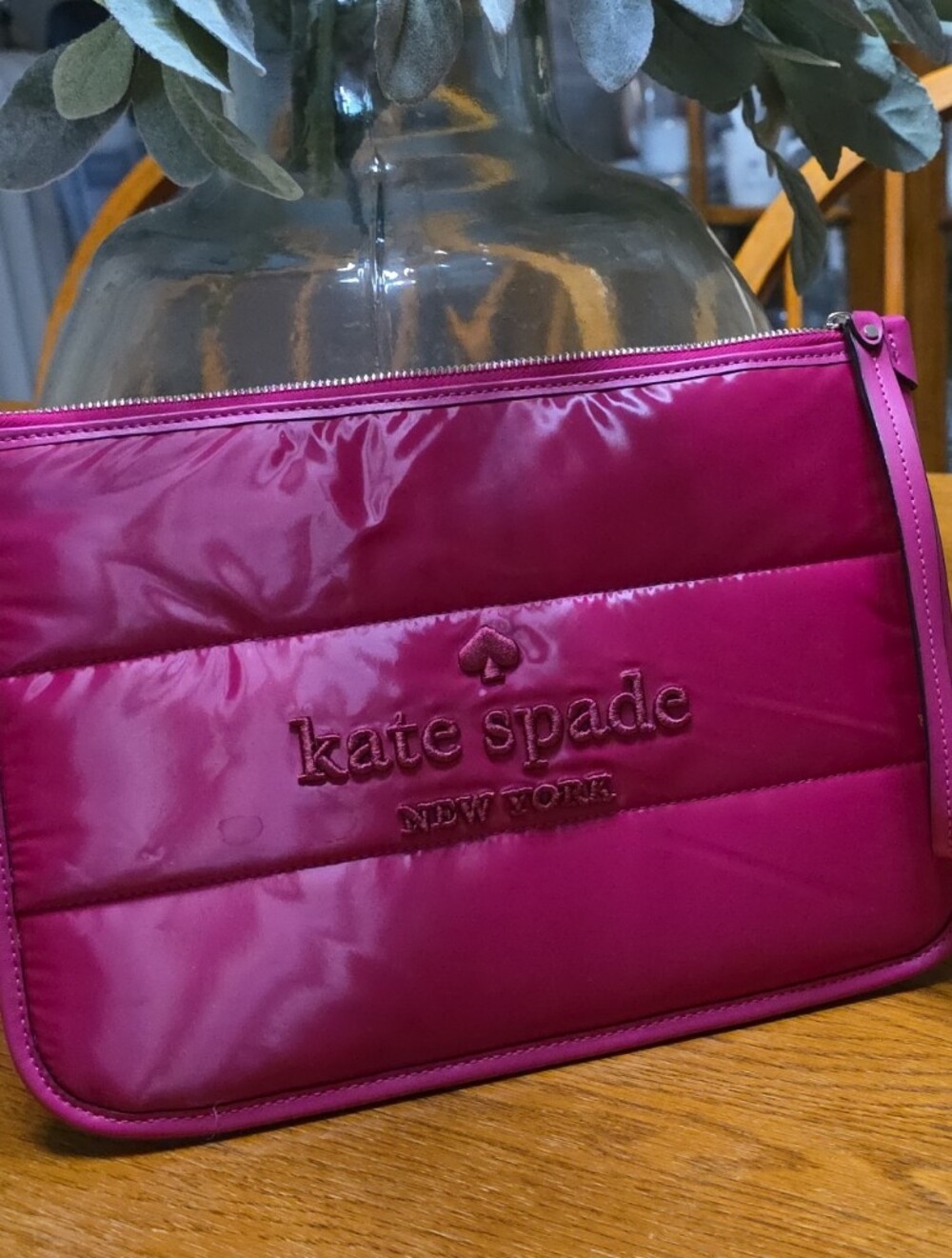 kate spade Magenta Quilted Zip Cosmetic Pouch